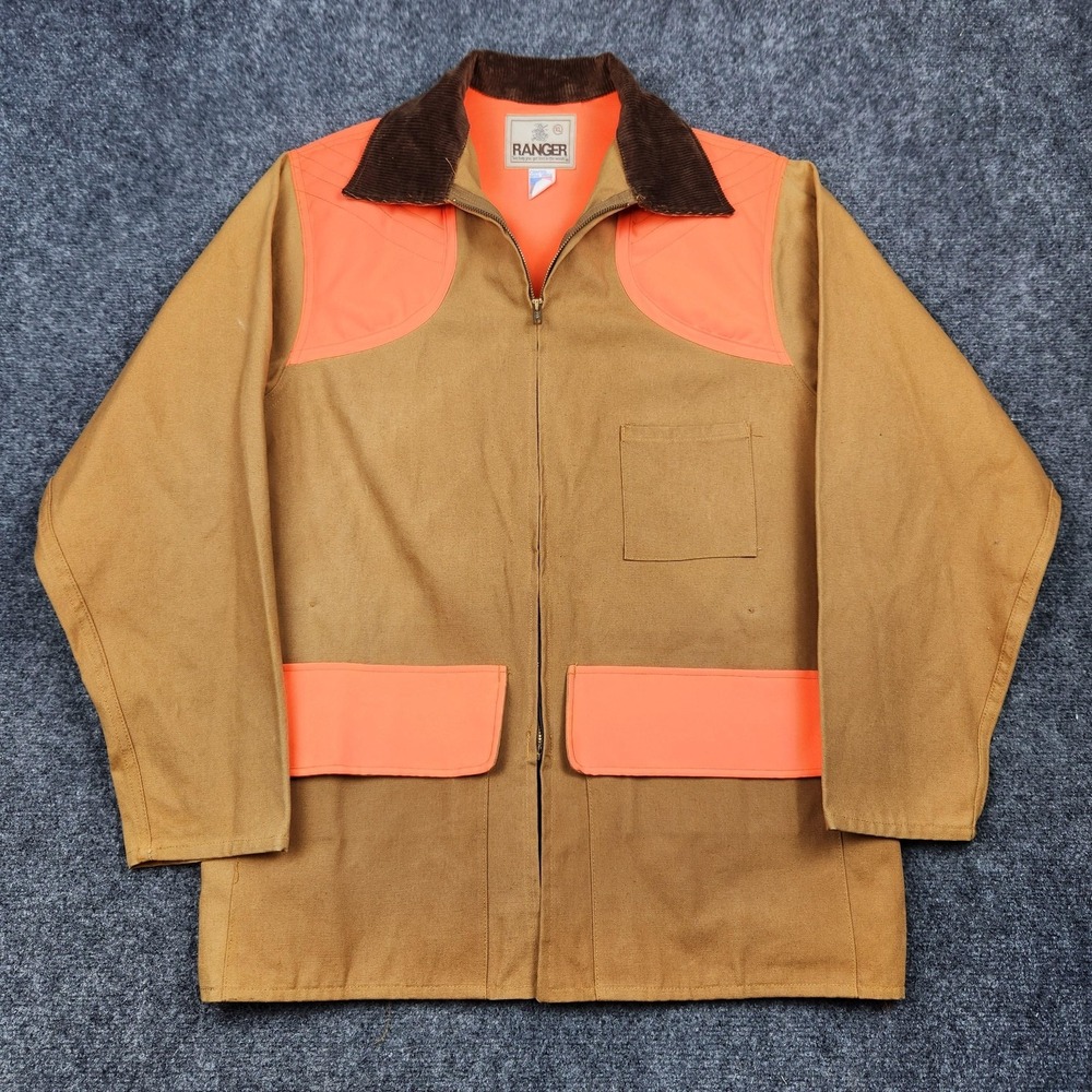 Vintage Ranger Hunting Jacket‎ Mens XL Brown Orange Canvas Blaze Upland Made USA